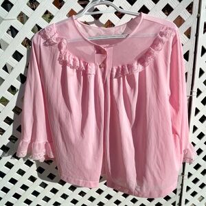 Pink Sheer Ruffled Blouse Vintage Coquette Cottagecore